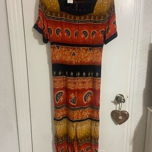 Vintage Nina Piccalino Bohemian Multicolor Maxi Dress size 14